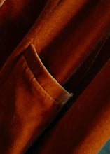 Load image into Gallery viewer, Fashion Orange O-Neck Button Patchwork Silk Velour Coats Spring