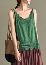 Load image into Gallery viewer, Fashion Pink Embroideried Lace Hollow Out Summer Cotton Vest Sleeveless