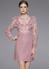 Load image into Gallery viewer, Fashion Pink Sequins Embroideried Patchwork Ruffles Dress Fall