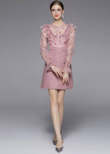 Load image into Gallery viewer, Fashion Pink Sequins Embroideried Patchwork Ruffles Dress Fall