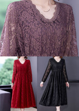 Load image into Gallery viewer, Fashion Purple V Neck Cinched Lace Holiday Dress Spring