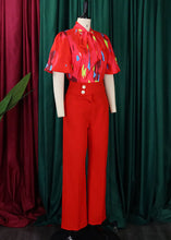 Load image into Gallery viewer, Fashion Red Bow Print Cotton Tops And Wide Leg Pants Two Pieces Set Summer