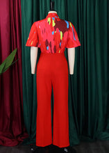 Load image into Gallery viewer, Fashion Red Bow Print Cotton Tops And Wide Leg Pants Two Pieces Set Summer