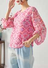 Load image into Gallery viewer, Fashion Rose Oversized Print Chiffon Shirt Top Bracelet Sleeve