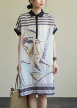 Load image into Gallery viewer, Fashion White Peter Pan Collar Print Cotton Shirt Dresses Summer