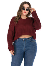 Load image into Gallery viewer, Fashion Wine Red Thick O-Neck Knit Sweater Long Sleeve