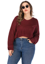 Load image into Gallery viewer, Fashion Wine Red Thick O-Neck Knit Sweater Long Sleeve