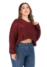 Load image into Gallery viewer, Fashion Wine Red Thick O-Neck Knit Sweater Long Sleeve