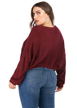 Load image into Gallery viewer, Fashion Wine Red Thick O-Neck Knit Sweater Long Sleeve