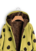 Load image into Gallery viewer, Fashion Yellow Hooded Dot Print Patchwork Warm Fleece Coats Fall