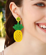 Load image into Gallery viewer, Fashion Yellow Knit Fabric Rice Ball Pineapple Drop Earrings