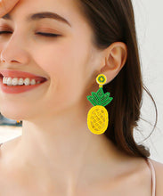 Load image into Gallery viewer, Fashion Yellow Knit Fabric Rice Ball Pineapple Drop Earrings