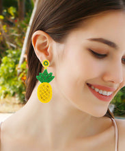 Load image into Gallery viewer, Fashion Yellow Knit Fabric Rice Ball Pineapple Drop Earrings