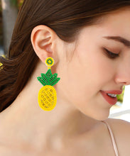 Load image into Gallery viewer, Fashion Yellow Knit Fabric Rice Ball Pineapple Drop Earrings