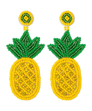 Load image into Gallery viewer, Fashion Yellow Knit Fabric Rice Ball Pineapple Drop Earrings