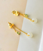 Load image into Gallery viewer, Fashion Yellow Overgild Jade Agate Auspicious Clouds Drop Earrings