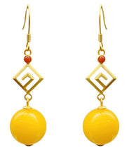 Load image into Gallery viewer, Fashion Yellow Sterling Silver Overgild Beeswax Agate Drop Earrings