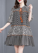 Load image into Gallery viewer, Fine Black Oversized Patchwork Print Chiffon Vacation Dresses Summer