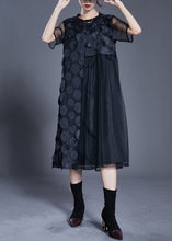 Load image into Gallery viewer, Fine Black Oversized Patchwork Tulle Maxi Dresses Summer