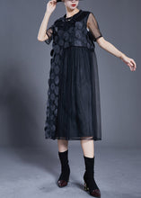 Load image into Gallery viewer, Fine Black Oversized Patchwork Tulle Maxi Dresses Summer