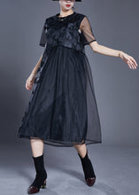 Load image into Gallery viewer, Fine Black Oversized Patchwork Tulle Maxi Dresses Summer