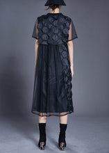 Load image into Gallery viewer, Fine Black Oversized Patchwork Tulle Maxi Dresses Summer