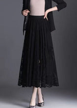 Load image into Gallery viewer, Fine Black Wrinkled Patchwork Hollow Out Lace Skirts Spring