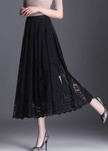 Load image into Gallery viewer, Fine Black Wrinkled Patchwork Hollow Out Lace Skirts Spring