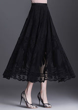 Load image into Gallery viewer, Fine Black Wrinkled Patchwork Hollow Out Lace Skirts Spring