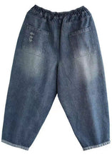 Load image into Gallery viewer, Fine Blue Elastic Waist Pockets Casual Harem Fall Denim Pants