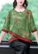 Load image into Gallery viewer, Fine Green Asymmetrical Patchwork Silk Shirts Bracelet Sleeve