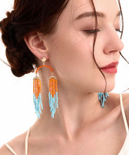 Load image into Gallery viewer, Fine Orange Overgild Rice Ball Tassel Drop Earrings