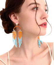 Load image into Gallery viewer, Fine Orange Overgild Rice Ball Tassel Drop Earrings