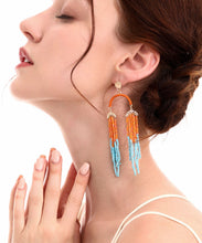 Load image into Gallery viewer, Fine Orange Overgild Rice Ball Tassel Drop Earrings