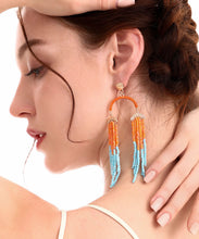 Load image into Gallery viewer, Fine Orange Overgild Rice Ball Tassel Drop Earrings