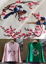 Load image into Gallery viewer, Fine Pink O-Neck Embroideried Patchwork Silk Coat Spring