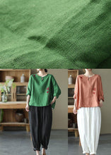 Load image into Gallery viewer, Fine Pink Oriental Retro O-Neck Fall Linen Long Sleeve Blouse Tops