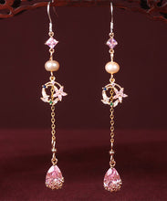 Load image into Gallery viewer, Fine Pink Zircon Pearl Watch Drip Drop Earrings