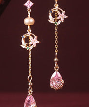 Load image into Gallery viewer, Fine Pink Zircon Pearl Watch Drip Drop Earrings