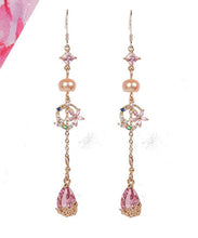 Load image into Gallery viewer, Fine Pink Zircon Pearl Watch Drip Drop Earrings