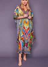 Load image into Gallery viewer, Fine Print tie Chiffon Loose kimono robe Maxi Dress