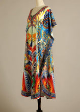 Load image into Gallery viewer, Fine Print tie Chiffon Loose kimono robe Maxi Dress