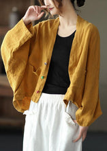 Load image into Gallery viewer, Fine Yellow Bat wing Sleeve Pockets Coat Short