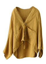 Load image into Gallery viewer, Fine Yellow Bat wing Sleeve Pockets Coat Short