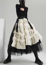 Load image into Gallery viewer, Fitted Apricot Asymmetrical Patchwork Tulle Skirt Spring