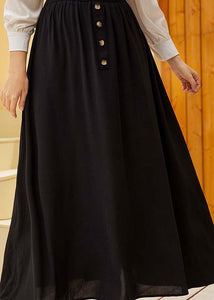 Fitted Black High Waist Patchwork Chiffon Maxi Skirts Summer