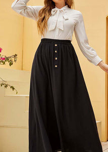 Fitted Black High Waist Patchwork Chiffon Maxi Skirts Summer