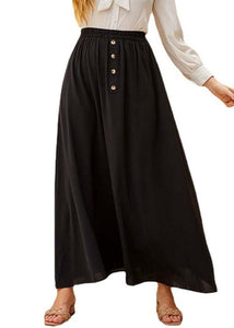 Fitted Black High Waist Patchwork Chiffon Maxi Skirts Summer