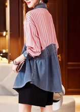 Load image into Gallery viewer, Fitted Pink Blue Peter Pan Collar Button Shirt Long Sleeve