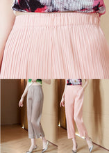 Load image into Gallery viewer, Fitted Pink Elastic Waist Side Open Silk Pants Trousers Spring